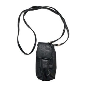 Lodis Vintage Pebble Black Leather Womens Crossbody Bag Phone Purse Wallet